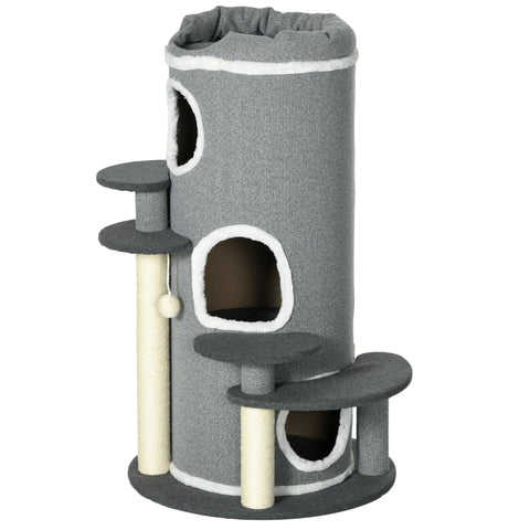 Rootz Cat Tree - Ultimate Scratching Post - Cat Climbing Tower - Multi-Level - Durable Sisal Rope - Soft Plush Fabric - Ø57 x 99H cm