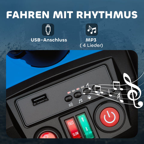 Rootz Children's Electric Quad - Kids Ride-On Vehicle - 24V Power - Dual Motors - 6.5 km/h - Blue - 109cm x 68.5cm x 76cm - USB & MP3