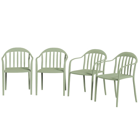 Rootz 4-Piece Garden Chair Set - Outdoor Stacking Chairs - Weatherproof Armchair - UV Resistant - 57cm x 54cm x 78cm