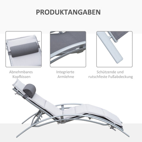 Rootz ligstoel - tuinligstoel - buitenfauteuil - ultiem comfort - 4-voudig verstelbare rugleuning - weerbestendige textielhoes - 170 cm x 64 cm x 82 cm - aluminium uitvoering