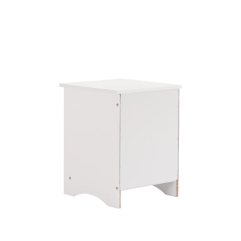 Rootz Bedside Table with 2 Drawers - Nightstand - Side Table - Silent Glides - 40×40×51.5 cm, White