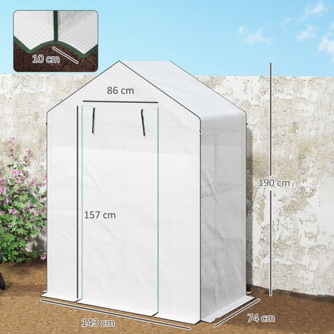 Rootz Walk-In Greenhouse with Shelves - Mini-Greenhouse - UV-Resistant - Optimal Ventilation - 143l x 74b x 190h cm