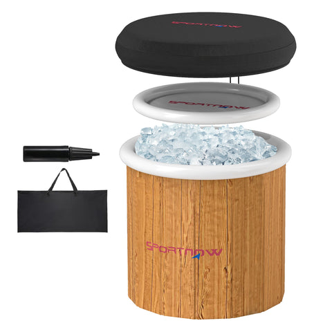 Rootz Ice Bathtub - Inflatable Ice Cream Tray - Muscle Recovery Tub - Optimal Cold Therapy - Ø85 x 75cm, 300L - Includes Carrying Bag & Air Pump