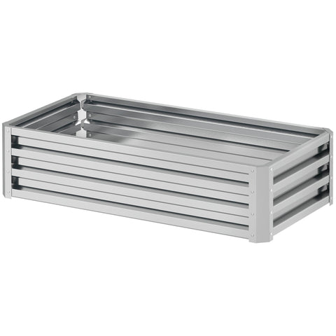 Rootz Raised Bed Plant Box - Garden Planter - Galvanized Flower Box - Weather-Resistant - 120cm x 60cm x 30.5cm - Silver