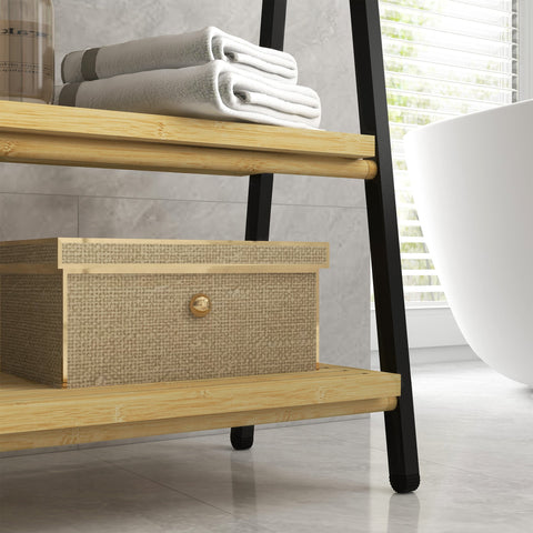 Rootz Foldable Towel Holder - Bamboo Rack - Bathroom Organizer - Durable & Space-Saving - 53L x 31B x 153H cm