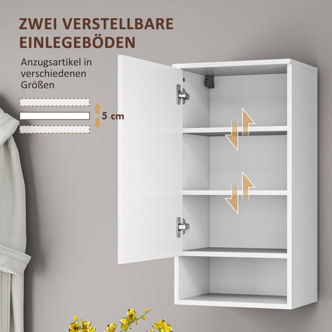 Rootz Wall-Mounted Bathroom Cabinet - Wall Cabinet - Adjustable Shelves - Maximize Storage - 40cm x 27cm x 77cm