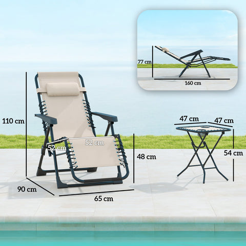 Rootz 3 Piece Garden Lounger Set - Sun Lounger - Relaxation Chairs - Adjustable Comfort - 90x65x110 cm - Brown and Black