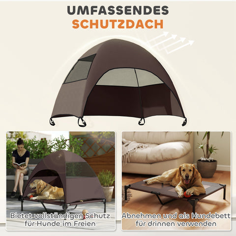 Rootz Elevated Outdoor Dog Bed - Canopy Dog Lounger - Raised Pet Bed - Sun Protection - 91cm x 76cm x 90cm