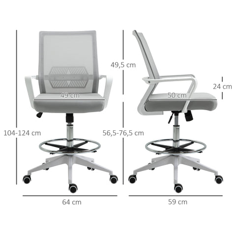 Rootz Office Chair - Ergonomic Desk Chair - Swivel Work Chair - Breathable Mesh - 64L x 59W x 104-124H cm - Adjustable 360° Mobility