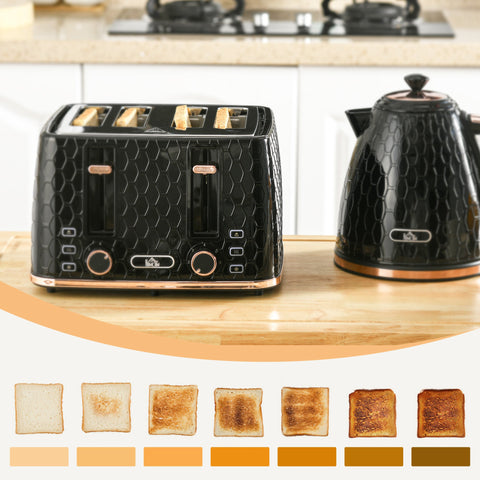 Rootz 2-in-1 Kitchen Set - Toaster & Kettle Combo - Breakfast Essentials - 1.7L Capacity - Speed Cooking - 24.2 x 19.5 x 23.4 cm - Black