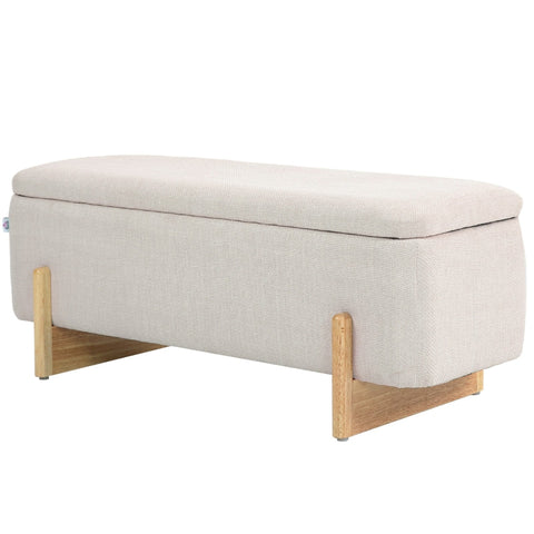 Rootz Storage Bench with Seat Chest & Storage Space - Upholstered Bench - Blanket Storage - Breathable Fabric - 111cm x 44cm x 44.5cm