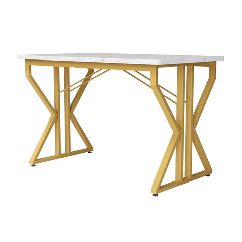 Rootz Dining Table - Marbled Table - Luxurious Dining Table - Adjustable Stability - 119L x 70W x 75H cm