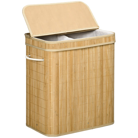 Rootz Bamboo Laundry Basket - Hamper - Clothes Bin - 90L Capacity - Portable - 54.2 x 35.2 x 59.5 cm