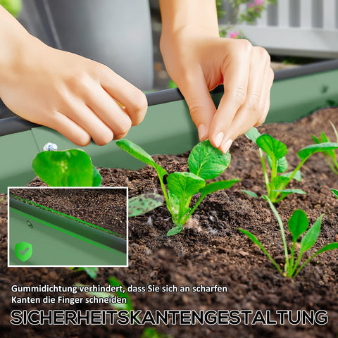 Rootz 2 Set Raised Beds for Garden - Outdoor Planters - Metal Plant Supports - Optimal Root Growth - 181 x 93 x 30 cm, Green Galvanized Steel