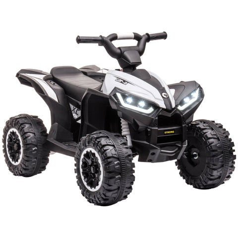 Rootz Children's Quad Electric Car - Kids Electric ATV - Ride-On Vehicle - Ergonomic Seat - LED Headlights - 83cm x 53cm x 55.5cm - Black + White