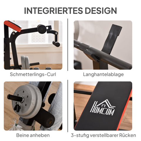 Rootz Adjustable Fitness Dumbbell Bench - Workout Station - Home Gym Equipment - Incline Function - 175cm x 127cm - Black+Red