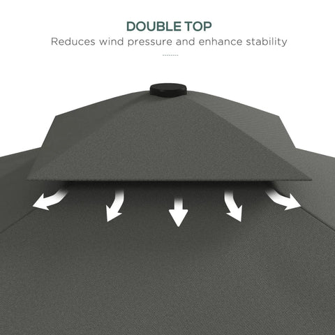 Rootz Hanging Umbrella - Garden Umbrella - Decorative Edge - Ventilation Canopy - Cantilever Umbrella - Weatherproof - Protective Cover - Sun Protection - Metal-polyester - Dark Gray - 2.4x2.4x2.6m