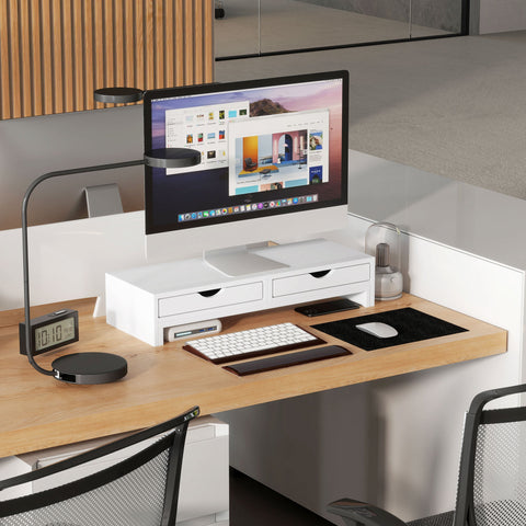 Rootz Adjustable Monitor Stand - Computer Table Stand - PC Screen Riser - Enhances Visual Comfort - 60-116cm x 22cm x 12cm