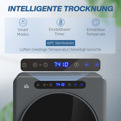 Rootz Tumble Dryer - Portable Dryer - Compact Laundry Solution - Touch Operation - 4kg Capacity - 6 Programs - 49cm x 43cm x 61cm - Grey