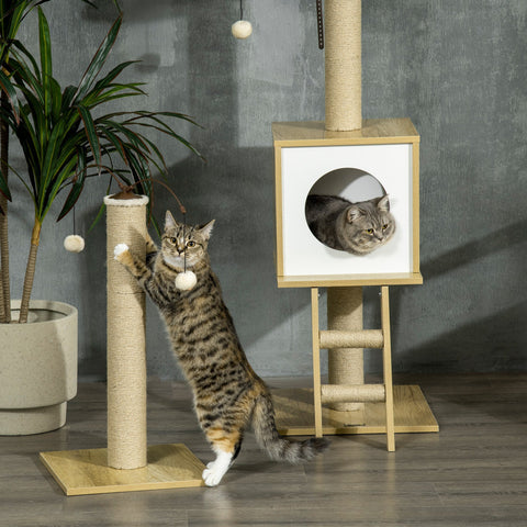 Rootz Adjustable Cat Scratching Post - Cat Tree Tower - Cat Activity Center - Floor to Ceiling - 40cm x 40cm x 225-285cm