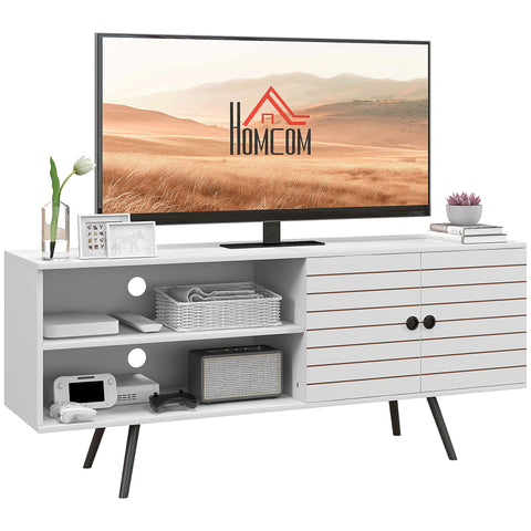 Rootz TV Furniture - Media Stand - Entertainment Center - Elegant & Functional - 145x38x65 cm - White
