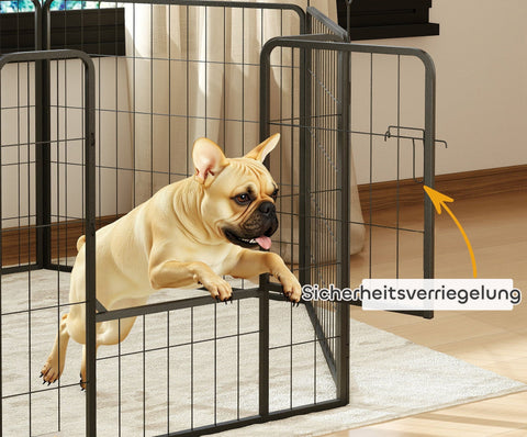 Rootz Dog Fence - Pet Enclosure - 6 Panel Playpen - Foldable & Durable Steel - Rectangle 160x80x80cm - Ideal for Puppies & Medium Dogs
