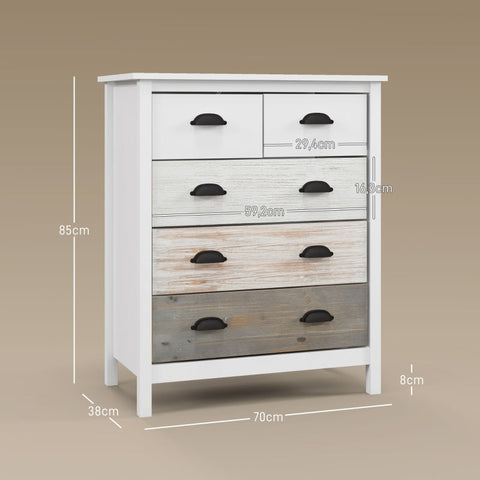 Rootz Sideboard - Chest of Drawers - Storage Cabinet - Generous Storage - Sturdy MDF & Pinewood - Anti-Tip Protection - 38D x 70W x 85H cm