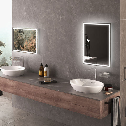 Rootz LED Bathroom Wall Mirror - Illuminated Vanity Mirror - Touch Sensor Makeup Mirror - Anti-Fog Function - 50cm x 70cm x 4cm