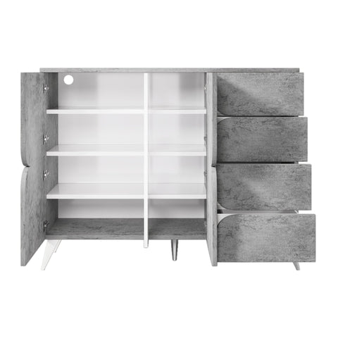 Rootz Sideboard with Drawers - Chest of Drawers - Storage Cabinet - Modern Design - Gray - 120×35.5×94 cm