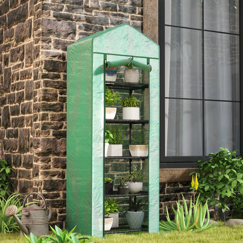 Rootz Mini Greenhouse for Flowers - Vegetable House - Plant Shelter - Compact Design - Steel & Plastic - 69l x 49b x 193h cm