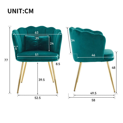 Rootz Velvet Chair Set - Elegant Seating - Sophisticated Chairs - Exceptional Comfort - 63cm x 58cm x 77cm