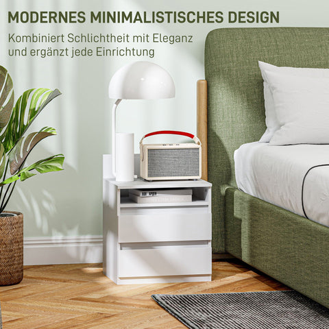 Rootz Bedside Table Set of 2 - Nightstands - Side Tables - Modern Minimalist Design - White - 39.6L x 32.3W x 50.4H cm