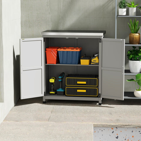 Rootz Garden Cabinet - Tool Cabinet - Outdoor Storage Cabinet - Water & Wear Resistant - 79cm x 43cm x 92cm