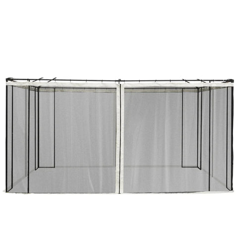 Rootz Replacement Gazebo Net - Mesh Curtain - Garden Gazebo Fly Net - Curtain with Zippers - Polyester - Black - 352cm x 207cm