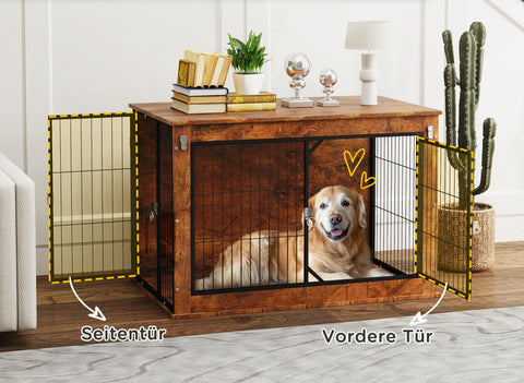 Rootz Dog Transport Box - Stay Box for Pets - Secure Doors - Robust Design - 98 x 60 x 65.5 cm - Brown