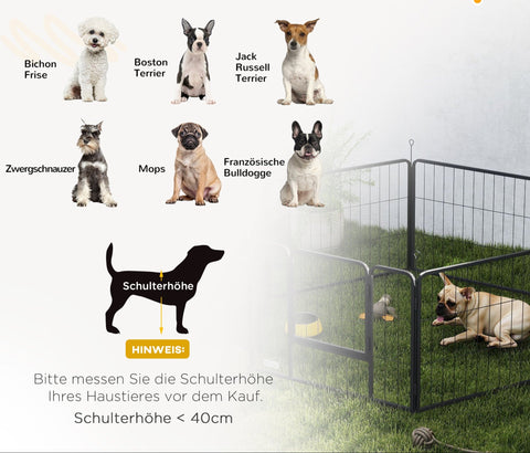 Rootz Dog Fence Pet Enclosure - Pet Barrier - Heavy Duty Kennel - Foldable Steel - 160x80x60cm, Black