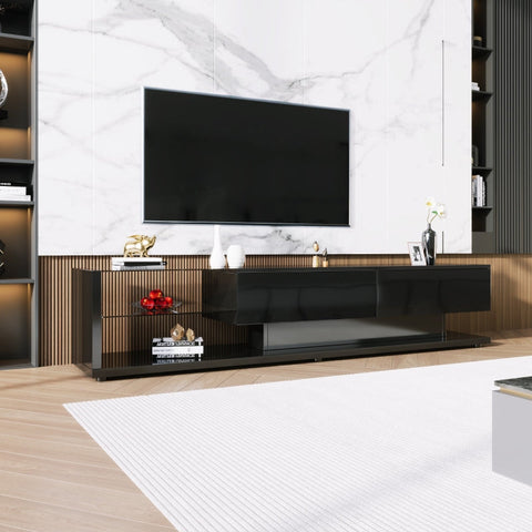 Rootz High Gloss TV Cabinet - Media Console - Entertainment Unit - LED Lighting - 170cm x 36cm x 38cm