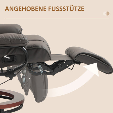 Rootz Reclining Relaxation Chair - TV Armchair - Cinema Chair - 360° Rotatable - Faux Leather - 78cm x 88cm x 103cm