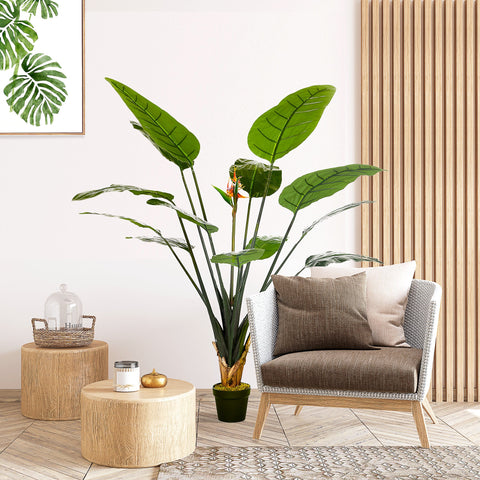 Rootz Artificial Bird of Paradise Plant - Strelitzia - Faux Greenery - Realistic Decor - 180cm High - Includes 13 Leaves & 2 Flowers with Pot