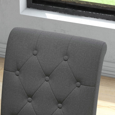 Rootz Set of 2 Dining Room Chairs - Kitchen Chairs - Upholstered Chairs - Comfort & Style - 47cm x 61cm x 101cm - Dark Gray