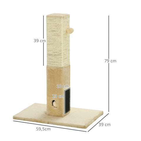 Rootz Cat Scratching Post - Cat Tree - Kitty Tower - Includes Toy - Jute Rope - 59.5cm x 39cm x 79cm
