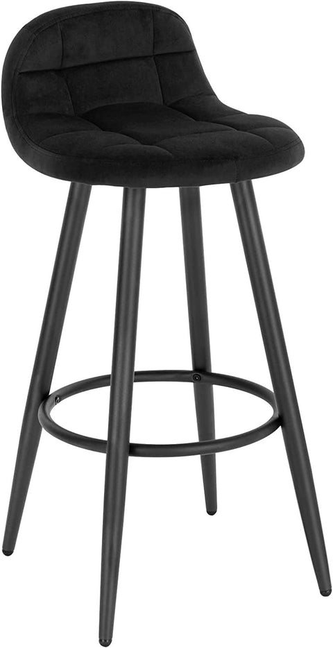 Rootz Bar Stool Set - Kitchen Island Stool - Work Stool - Padded Velvet - Metal Frame - 84cm x 70cm x 39cm