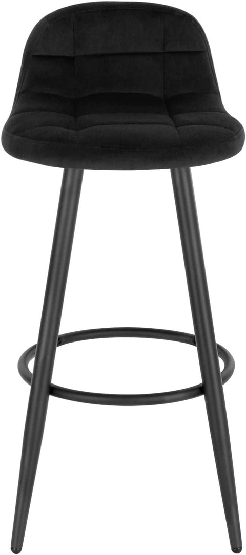 Rootz Bar Stool Set - Kitchen Island Stool - Work Stool - Padded Velvet - Metal Frame - 84cm x 70cm x 39cm