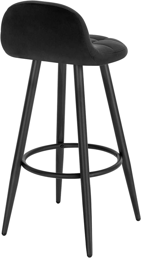 Rootz Bar Stool Set - Kitchen Island Stool - Work Stool - Padded Velvet - Metal Frame - 84cm x 70cm x 39cm