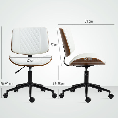 Rootz Office Chair - Desk Chair - Swivel Chair - Height Adjustable - 52 x 53 x 80-90 cm - White