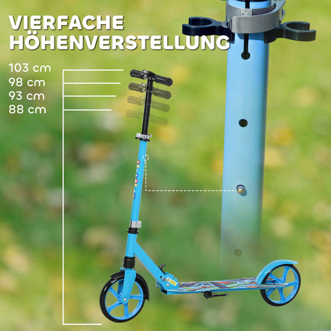 Rootz Children's Scooter - Kick Scooter - Foldable Scooter - Height Adjustable, 100kg Resilient - 94cm x 38cm x 88-103cm, Blue