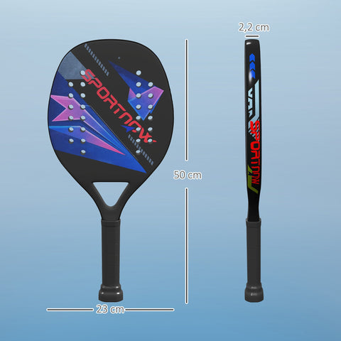 Rootz Beach Tennis Racket Set - Paddle Racket - Carbon Fiber - Enhance Performance - 28L x 23B cm - Black - Includes Shoulder Bag