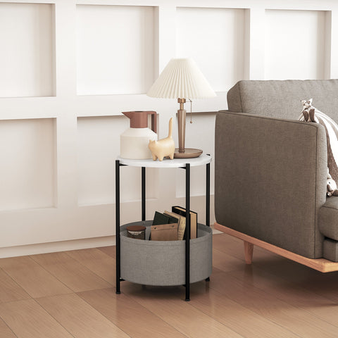 Rootz Round Side Table - Coffee Table - Bedside Table - Elegant Design - 44cm x 44cm x 56cm