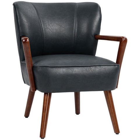 Rootz Accent Chair - Decorative Armchair - Lounge Chair - Faux Leather - 67cm x 77cm x 80cm - Easy Assembly - Rubberwood Frame