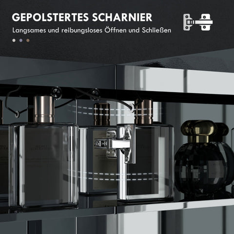 Rootz LED Illuminated Anti-Fog Bathroom Mirror Cabinet - Medicine Cabinet - Wall-Mounted Storage - Intelligent Touch Control - Space-Saving Design - 50x13x70cm - Stainless Steel Frame - Silver